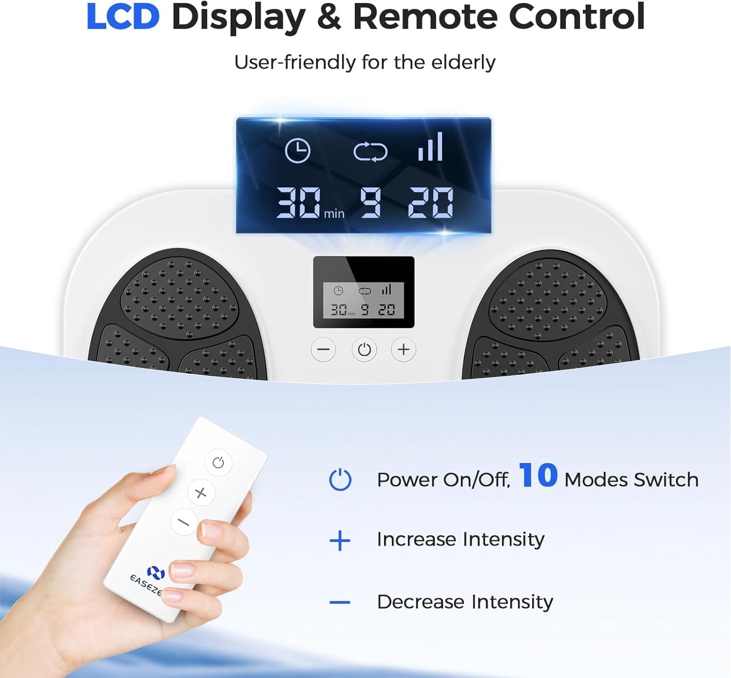 EMS TENS Foot Massager 10 Modes 20 Intensities Plantar Fasciitis Relief White
