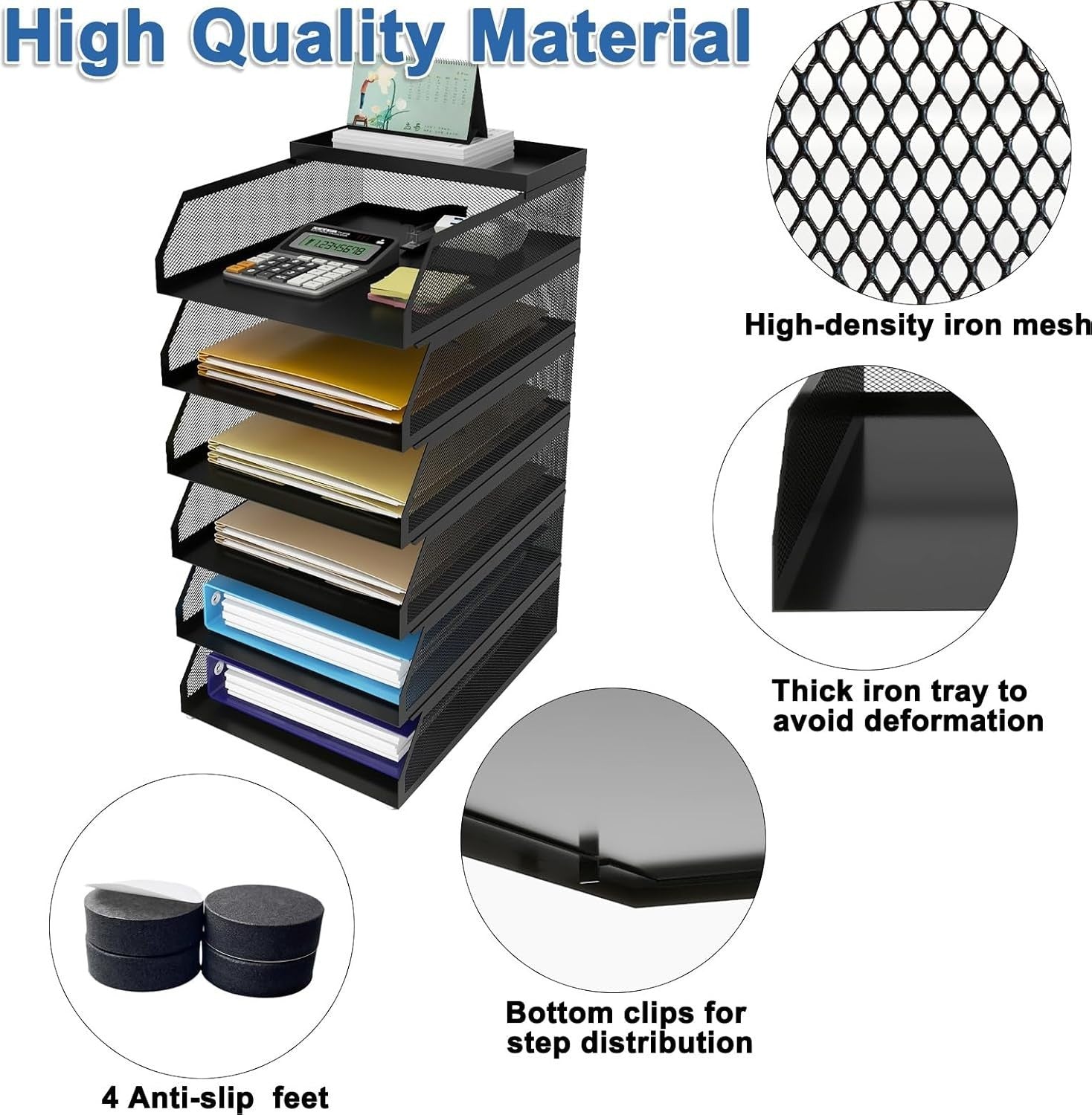 6-Tier Desktop Letter Tray Organizer | Stackable A4 Paper File Holder