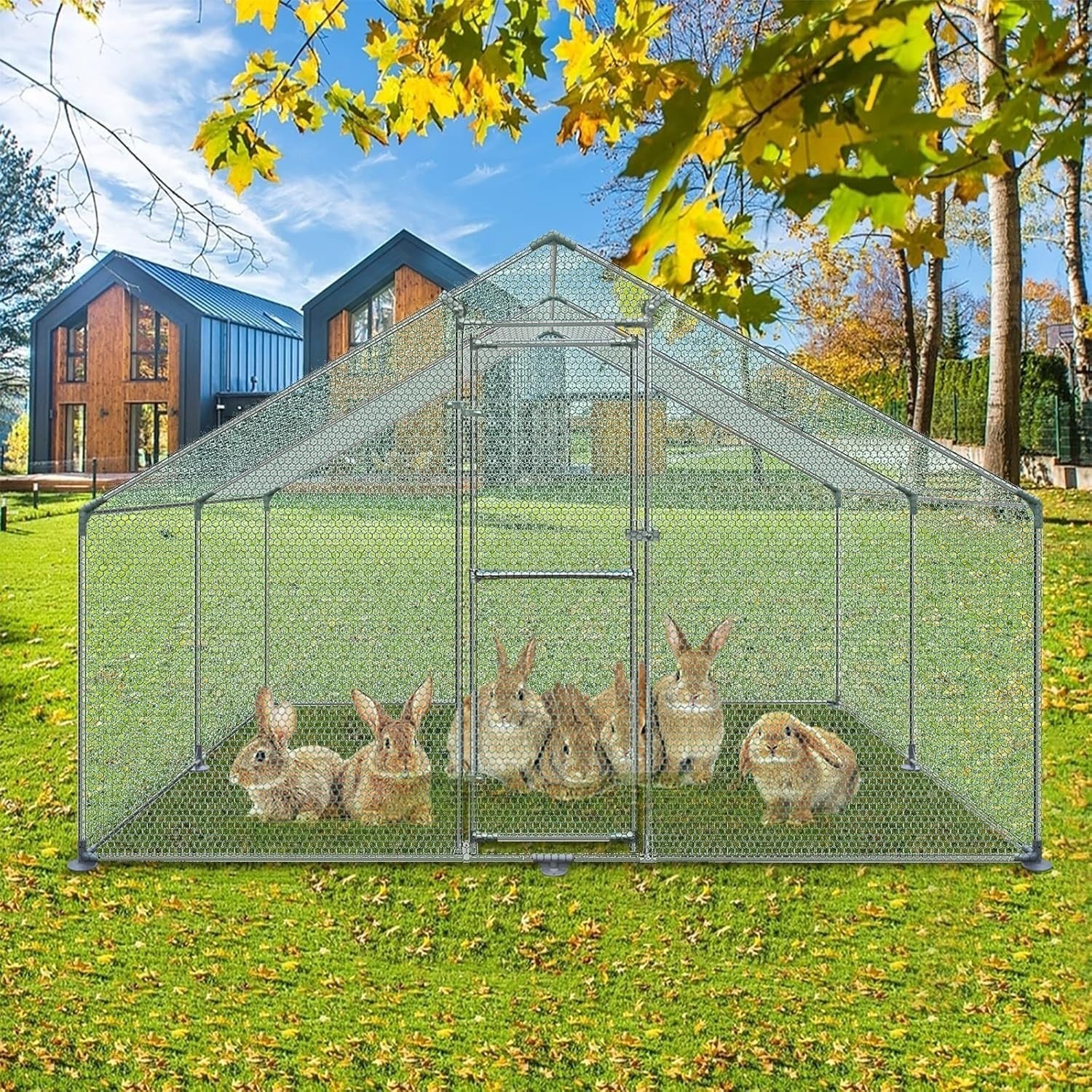 Large Walk In Chicken Run 3x4x2m Galvanised Steel Outdoor Pet Enclosure
