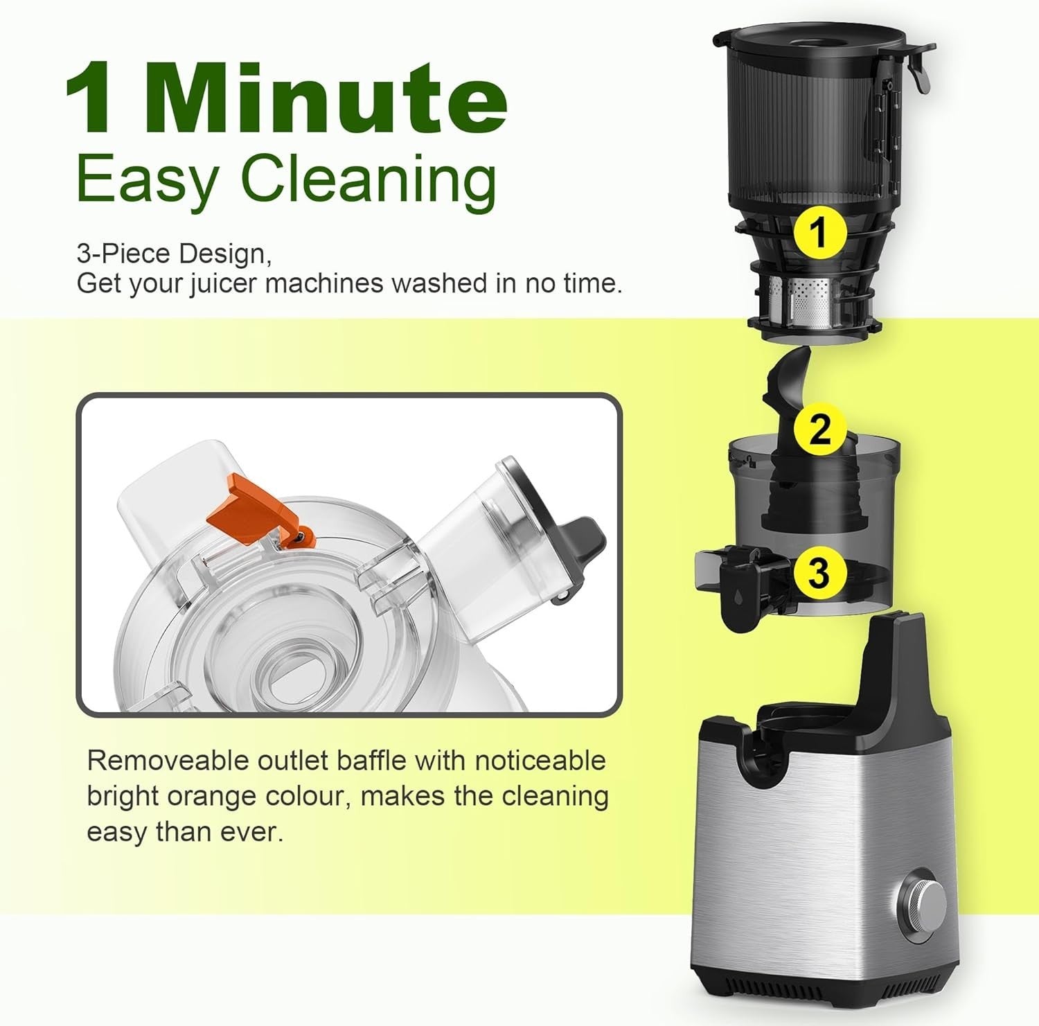 Cold Press Juicer 135mm Self Feeding Whole Fruit 1.8L 250W Quiet BPA