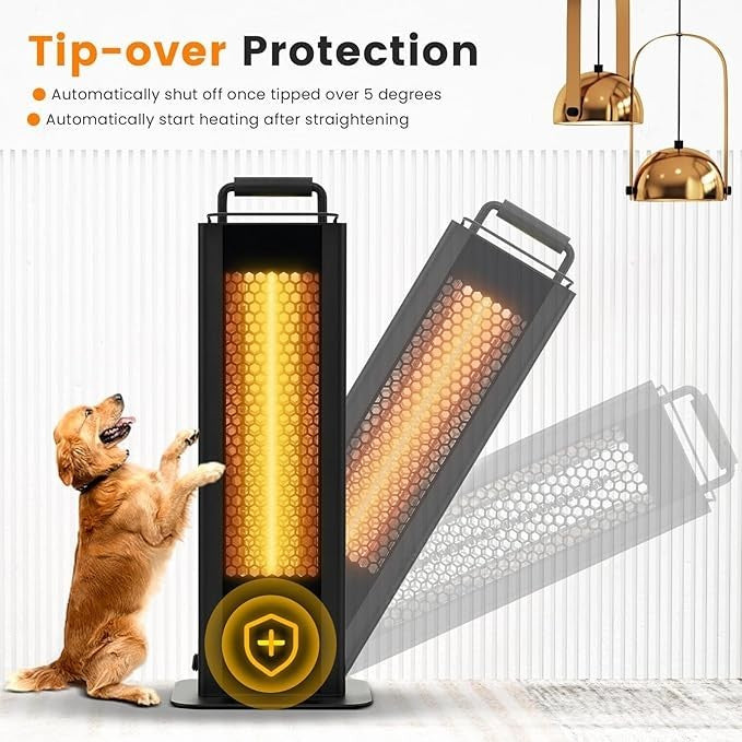 1200W Electric Patio Heater Outdoor Indoor Tower | Waterproof, Silent, Safe