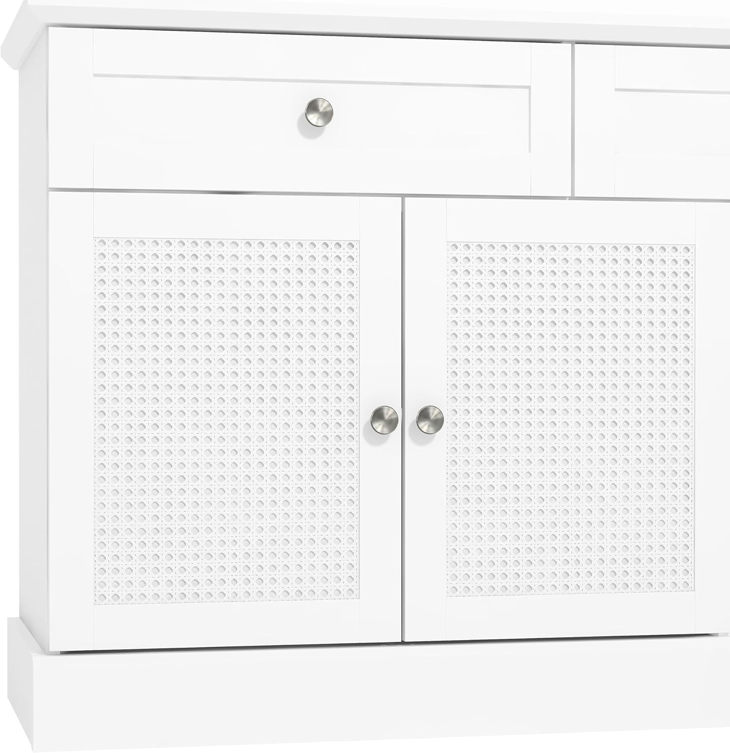 White Rattan Sideboard Cabinet 3 Door 2 Drawer Storage Unit Kitchen