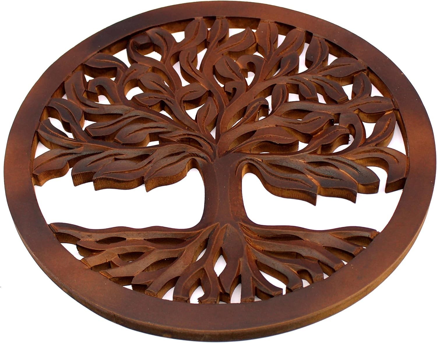 Wooden Tree of Life Wall Hanging Home Decor Brown Sculpture