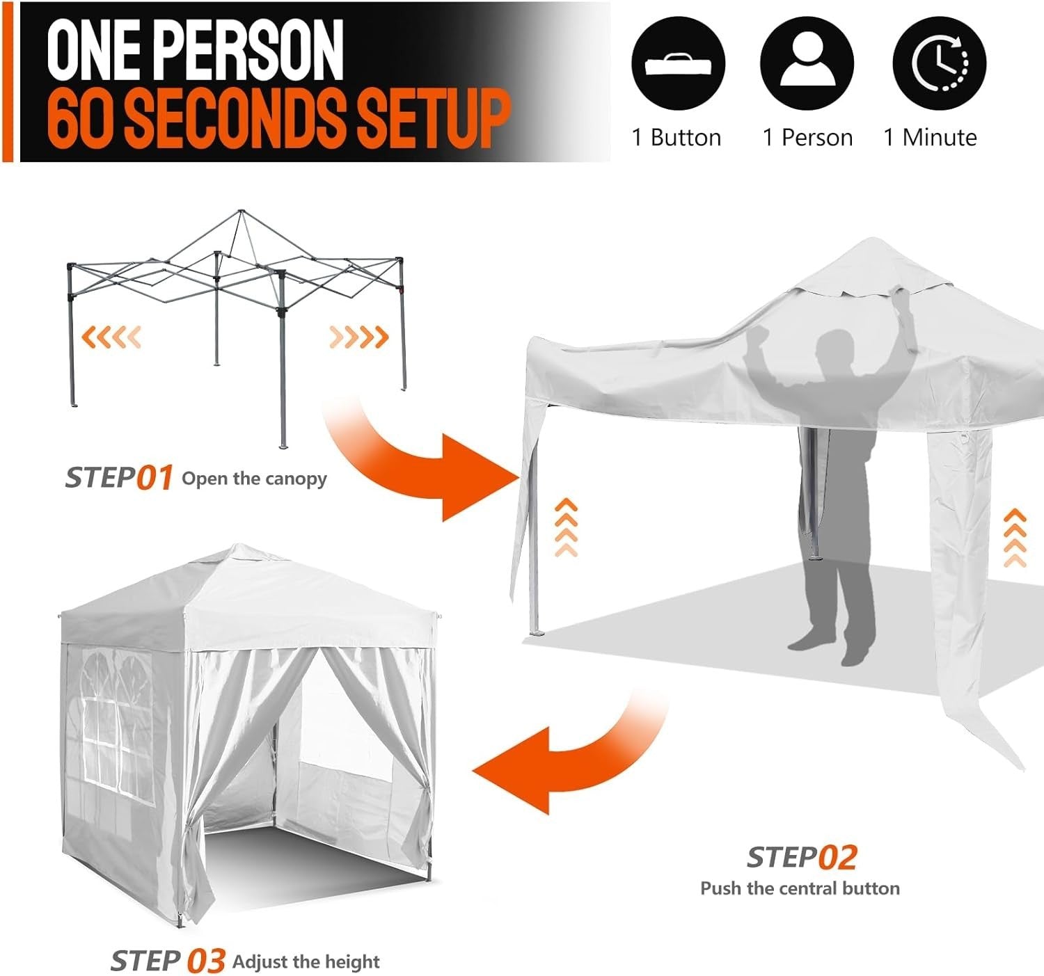 3x6M White Pop Up Gazebo With Sides Waterproof Heavy Duty Garden Party Tent Marq