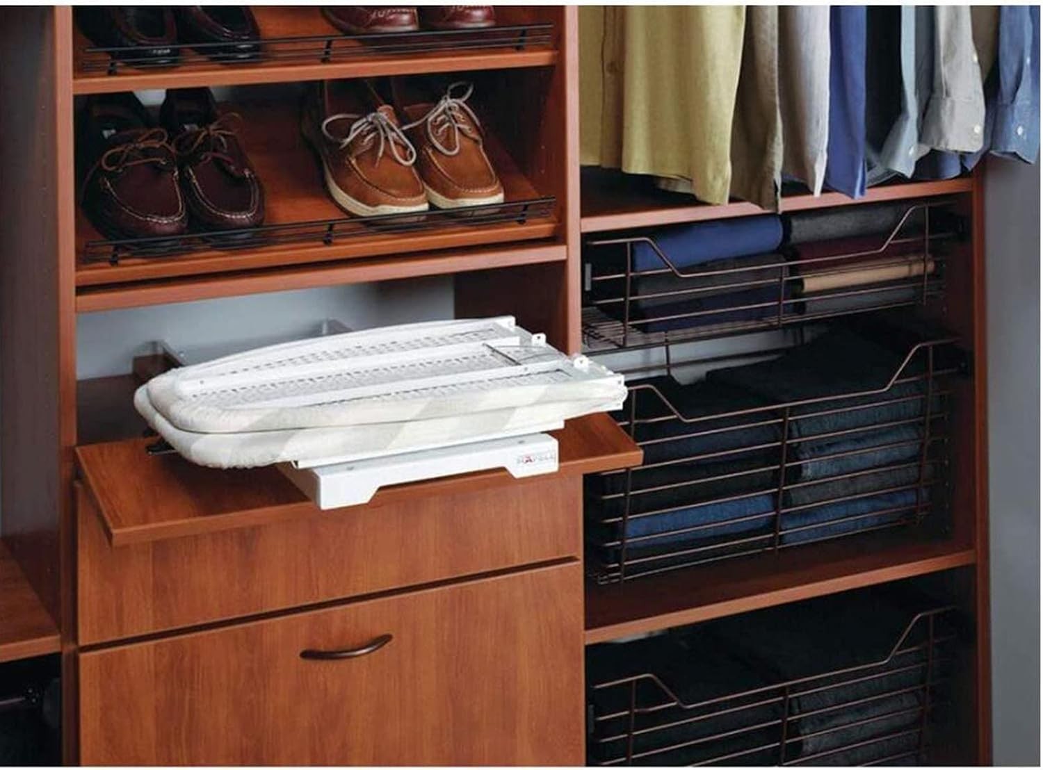 Built In Hiding Ironing Board Closet Drawer Slide Out Fold Away White