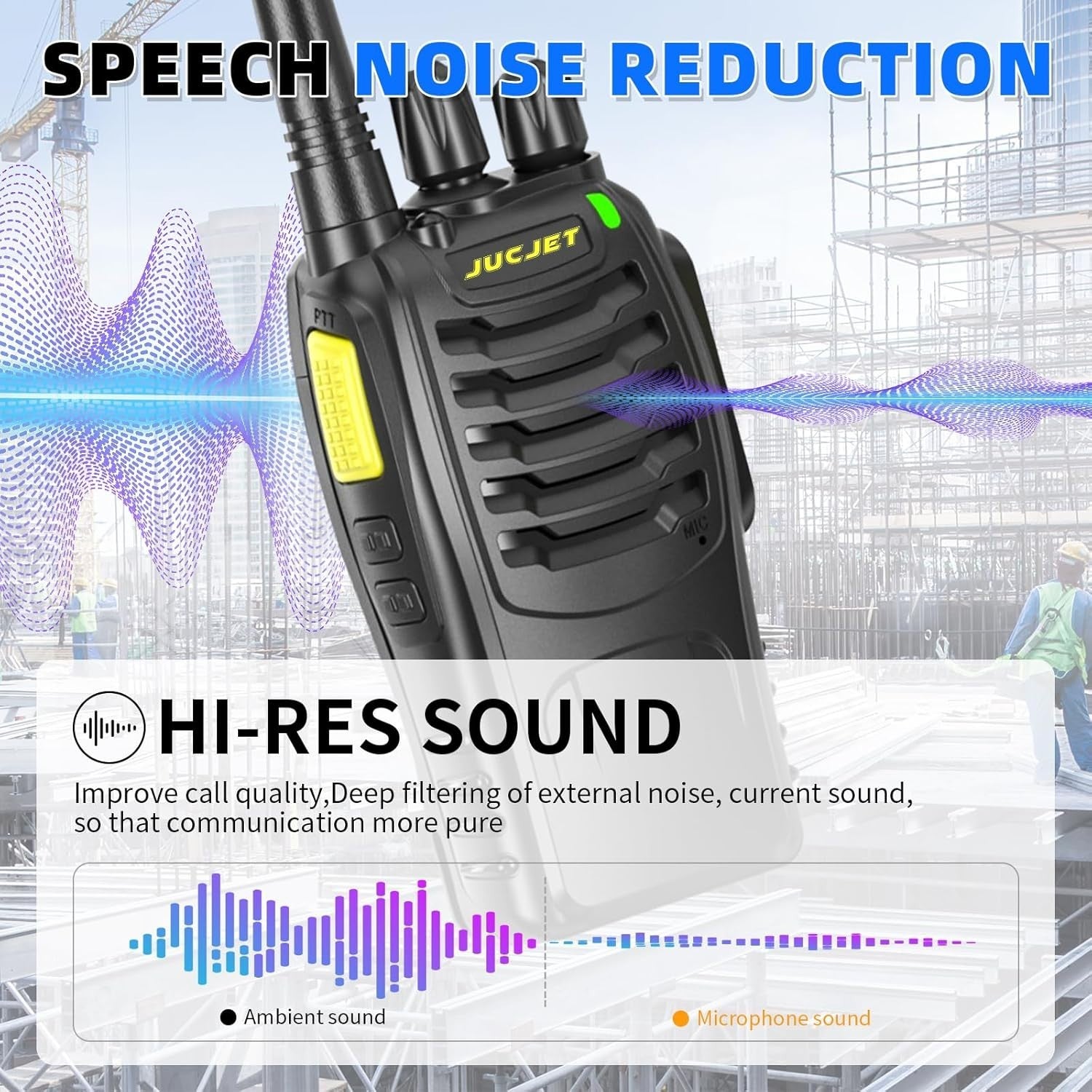 888HD Walkie Talkies 2 Pack 16CH Long Range UHF 2 Way Radios