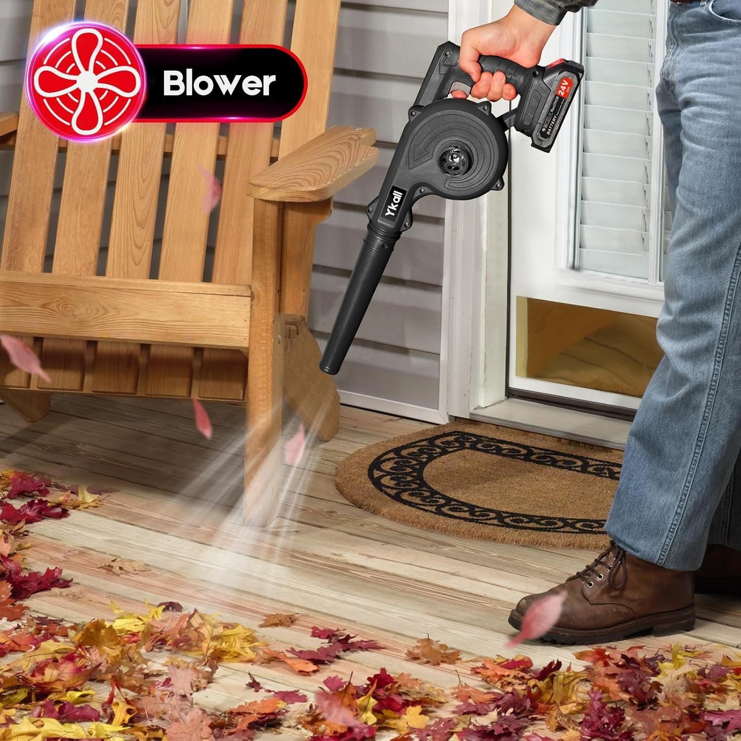 24V Cordless Leaf Blower Vacuum 2 Batteries Electric Lawn Patio Cleaner