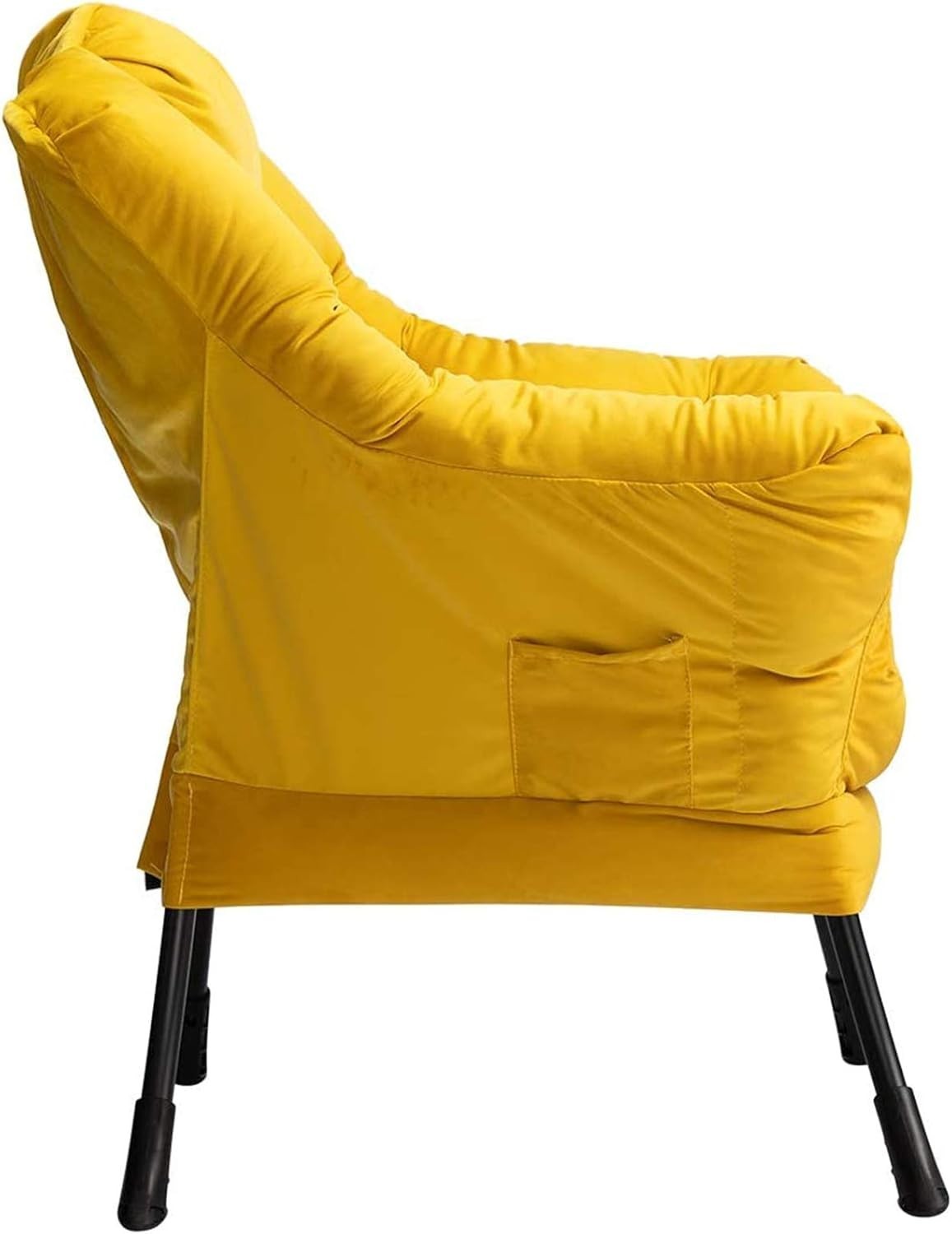 Velvet Accent Armchair with Steel Frame | Comfy Reading & Relax Chair Yellow