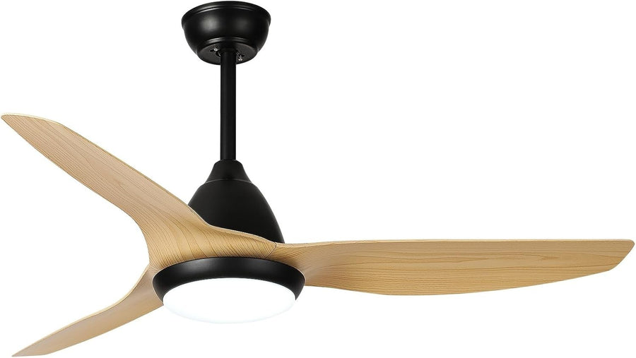 52" Ceiling Fan Light, 3 Blades, Dimmable LED, Remote, Quiet Wood Fan