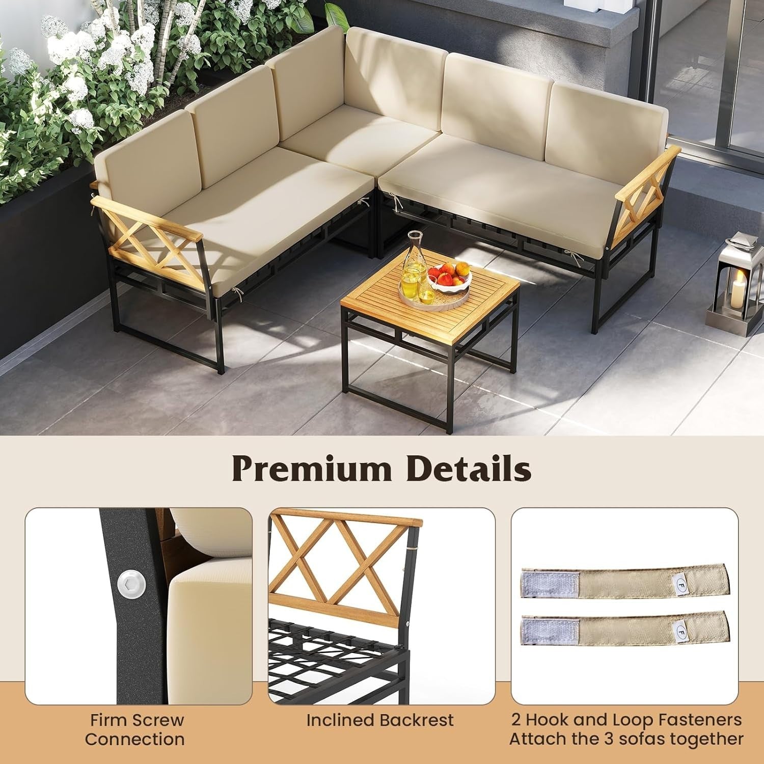 5 Seater Garden Corner Sofa Set w/ Coffee Table Patio Outdoor Furniture
