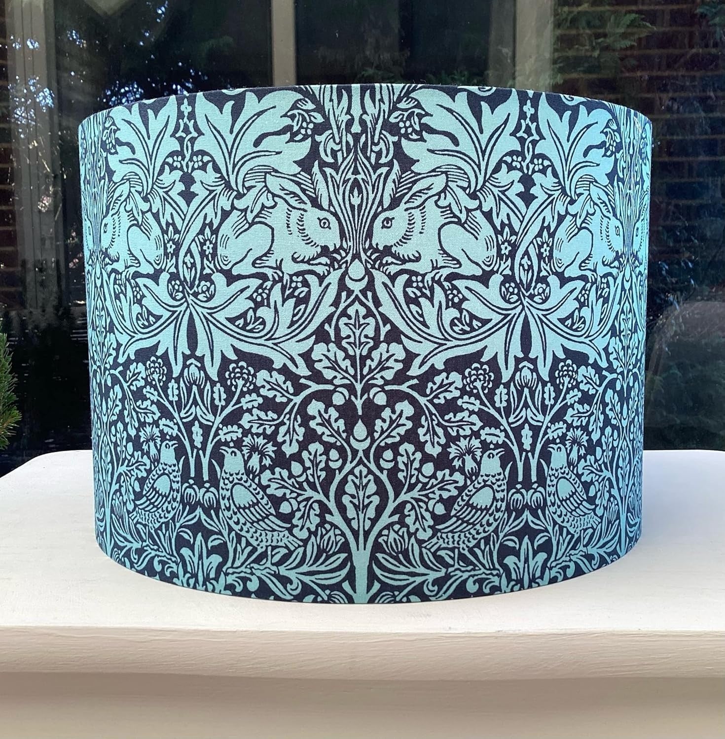 Handmade Floral Rabbit Lampshade Teal Navy Drum Table Floor Ceiling Light