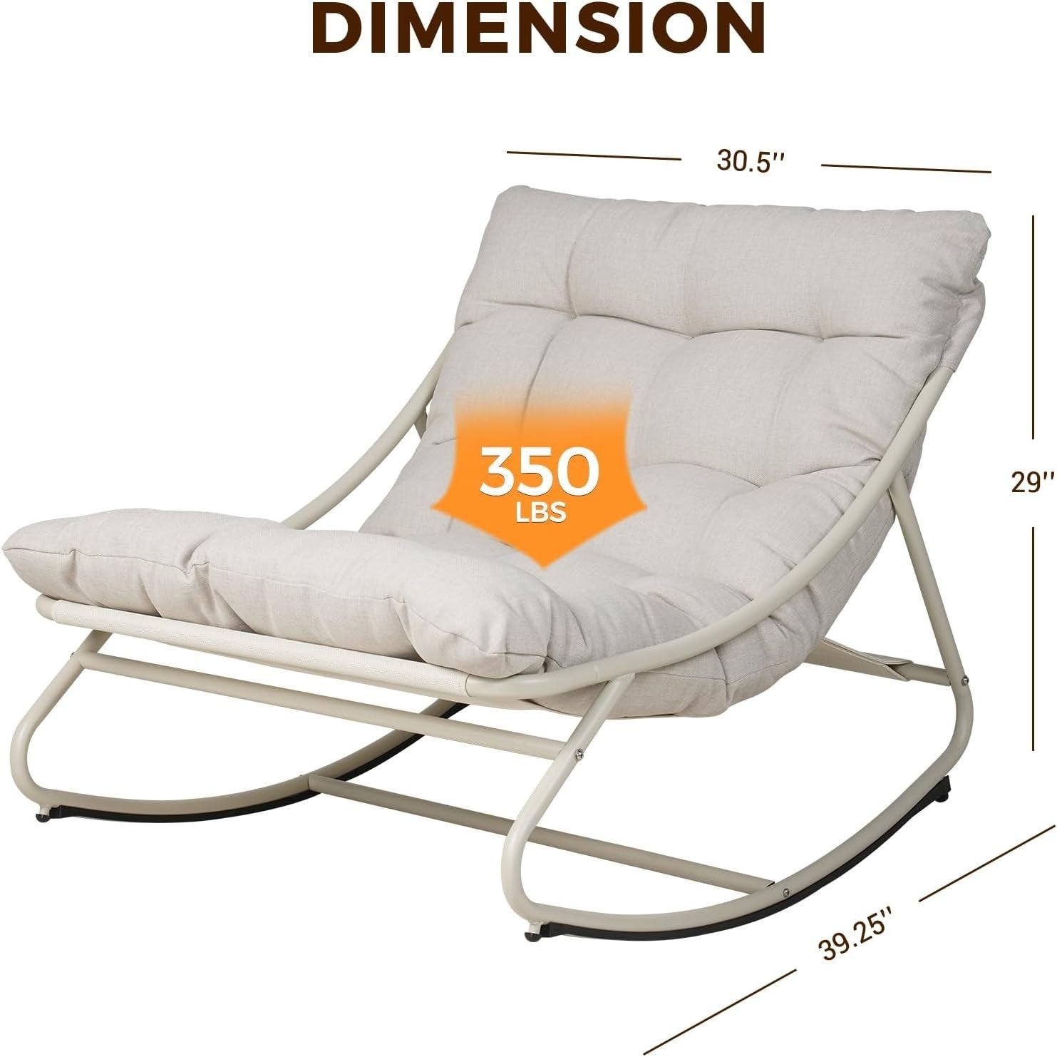 Outdoor Rocking Chair with Cushion Adjustable Rattan Patio Lounger Seat