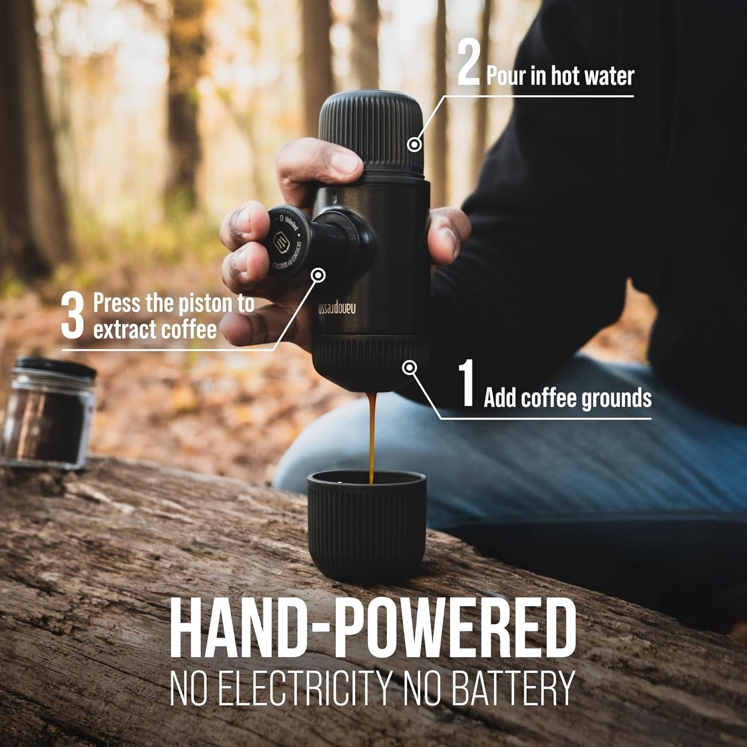 Portable Manual Espresso Maker | 18-Bar Pressure | Travel Coffee Machine