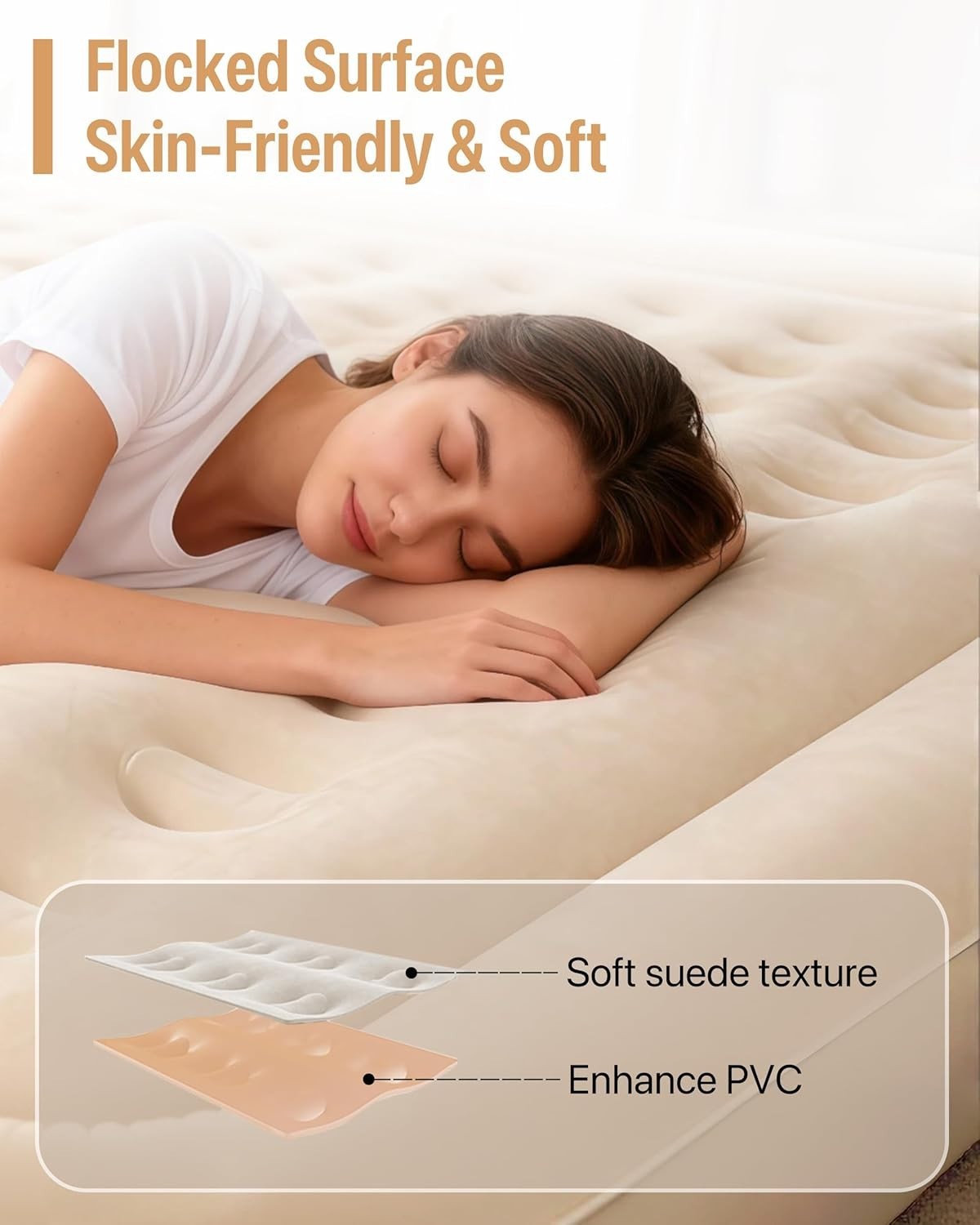 King Air Mattress with Headboard 30cm High Built-In Pump Flocked Top