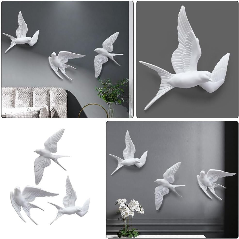 3D Swallow Bird Wall Art Set Nordic Metal Decor 11.8x7.1in