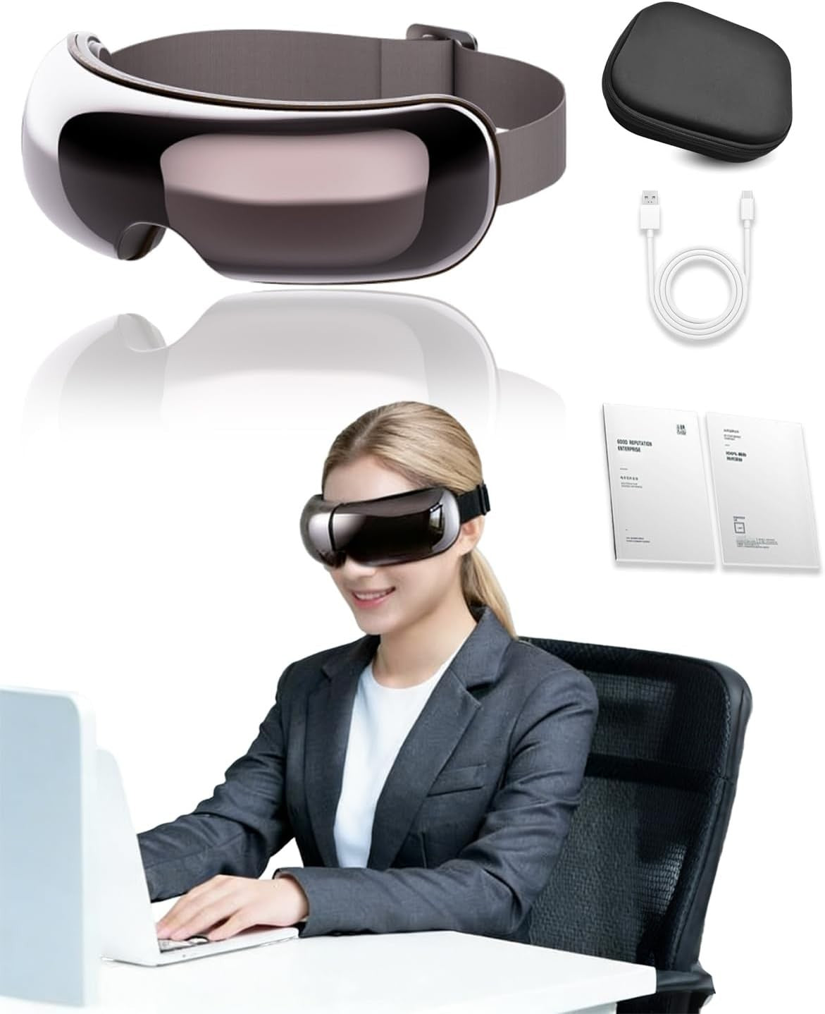 Visible Heated Eye Mask Bluetooth Music Vibration Foldable