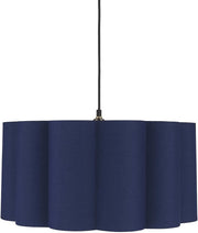 Navy Blue Scalloped Drum Lampshade 48cm Large Ceiling Pendant Light