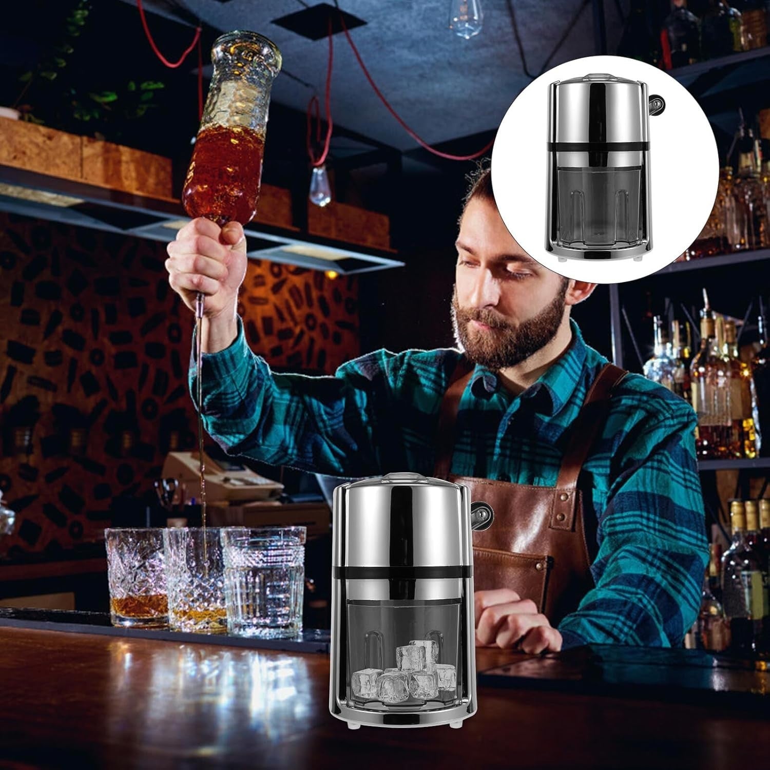 Manual Ice Crusher | Hand Crank Ice Shaver for Slushies Cocktails Smoothies