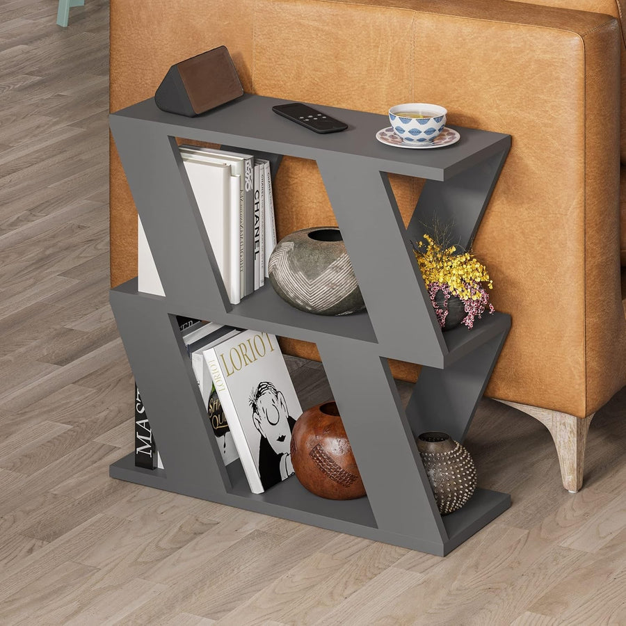 Slim 2 Tier Side Table with Storage | Space-Saving End Table for Living Room