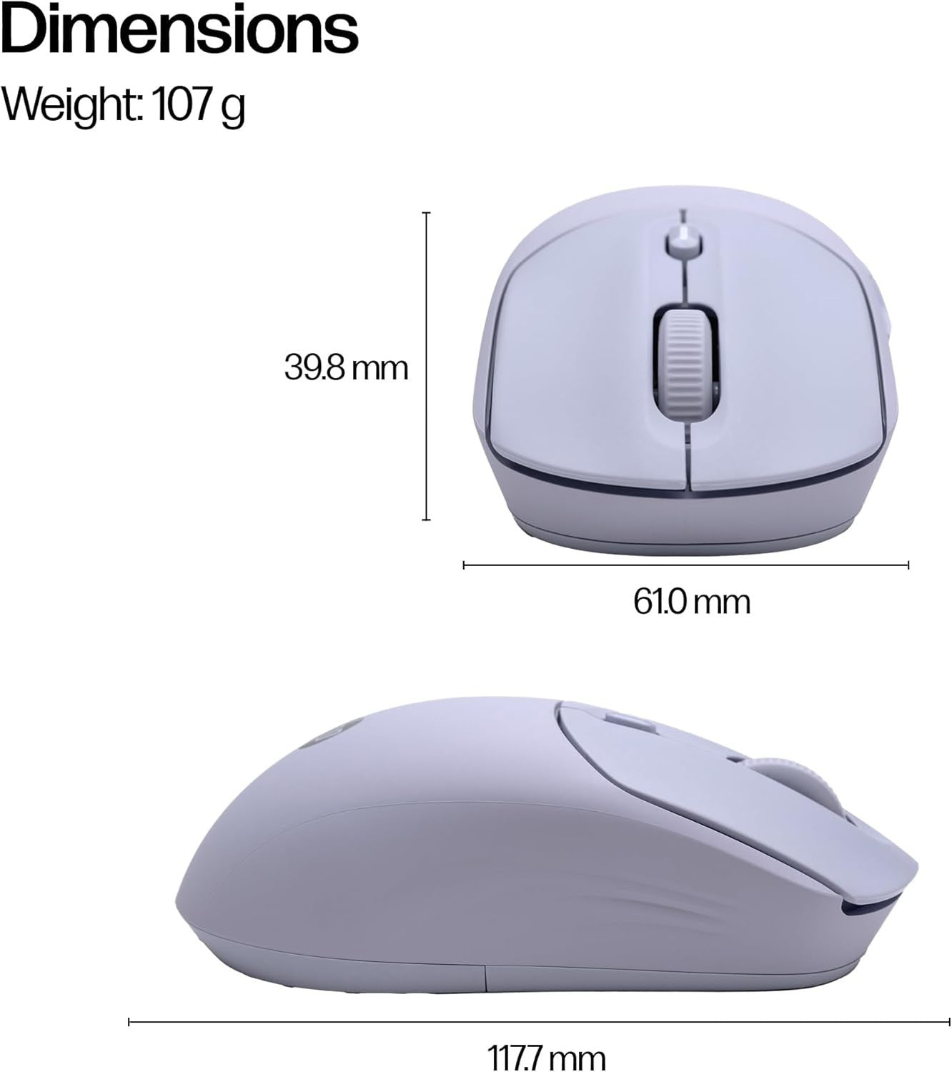 Purple Quiet Wireless Mouse Dual Bluetooth 6000 DPI Soft Touch Office Laptop