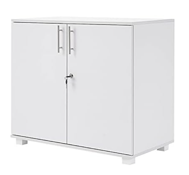 White Lockable Lateral Filing Cabinet 2 Door Office Storage Unit
