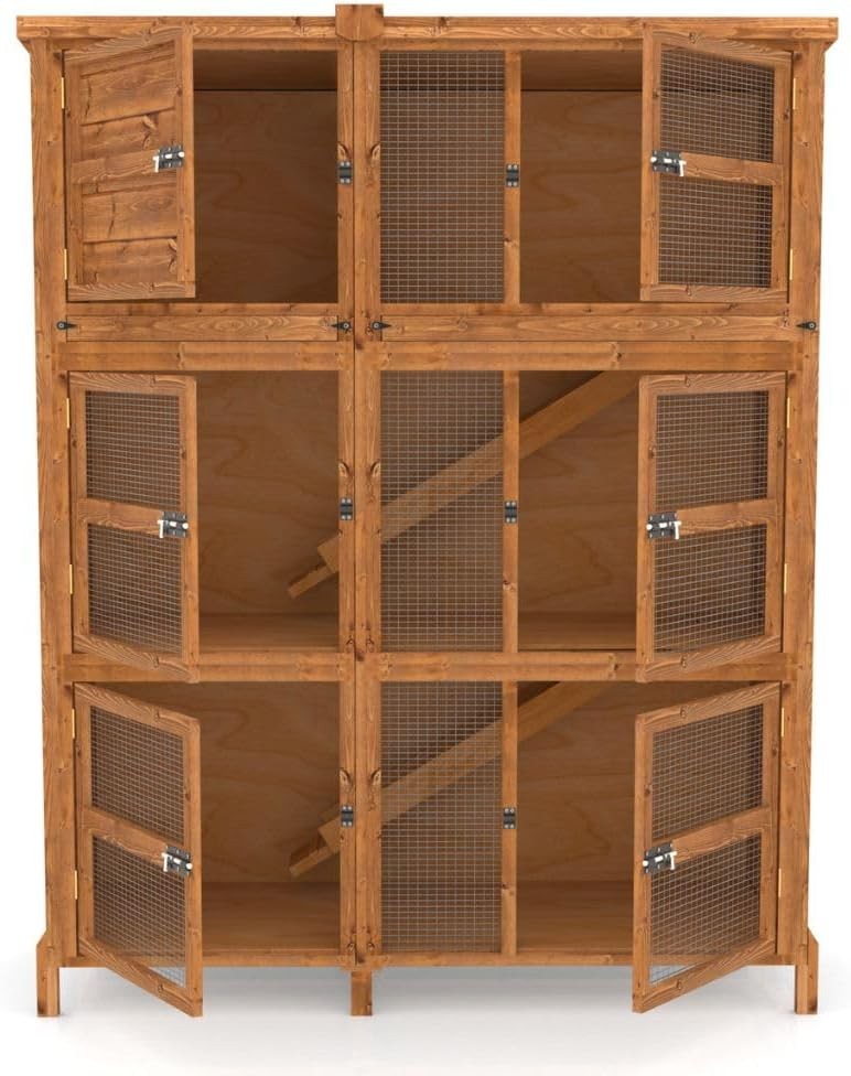 5ft Triple Rabbit Hutch Large Wooden Outdoor Indoor Predator Proof