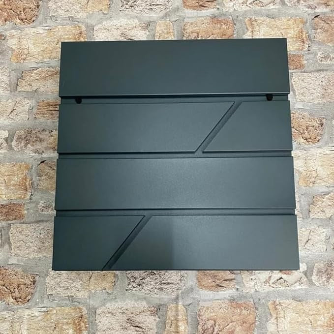 Lockable Waterproof Wall Mounted Postbox Grey Metal Mailbox 37x37x10cm