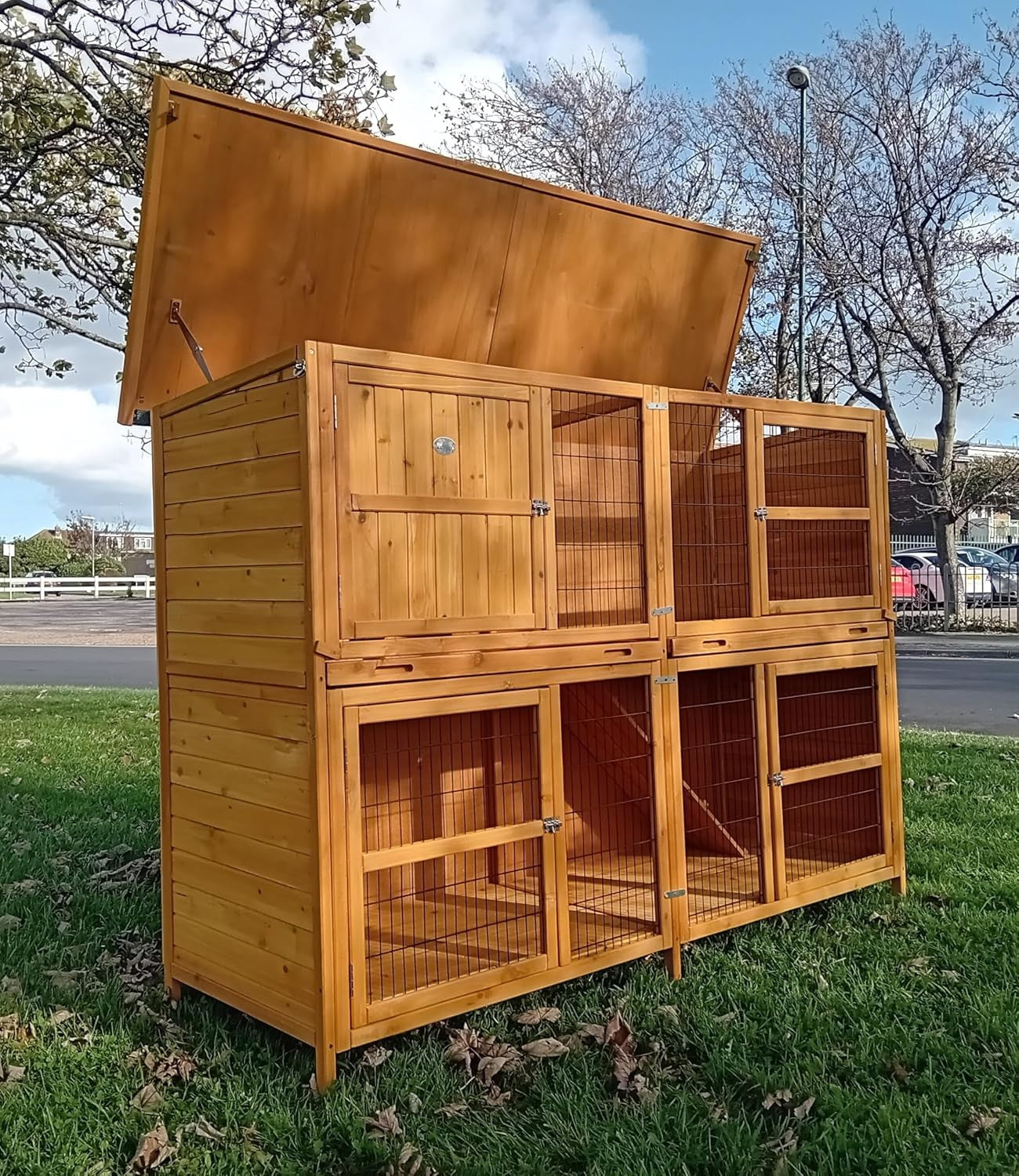 XXL 2 Tier Rabbit Hutch Large Wooden Outdoor Predator Resistant Cage