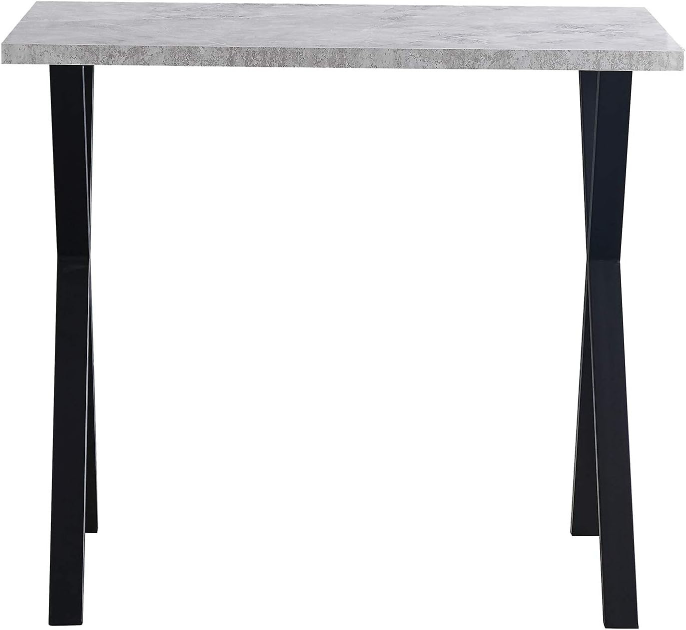 Grey Marble Effect Breakfast Bar Table with Metal Legs – Modern Counter Dining