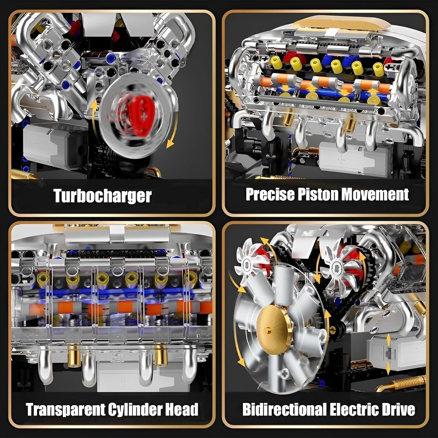 V8 Engine Model Kit 692PCS STEM Buildable Transparent Moving Parts Toy