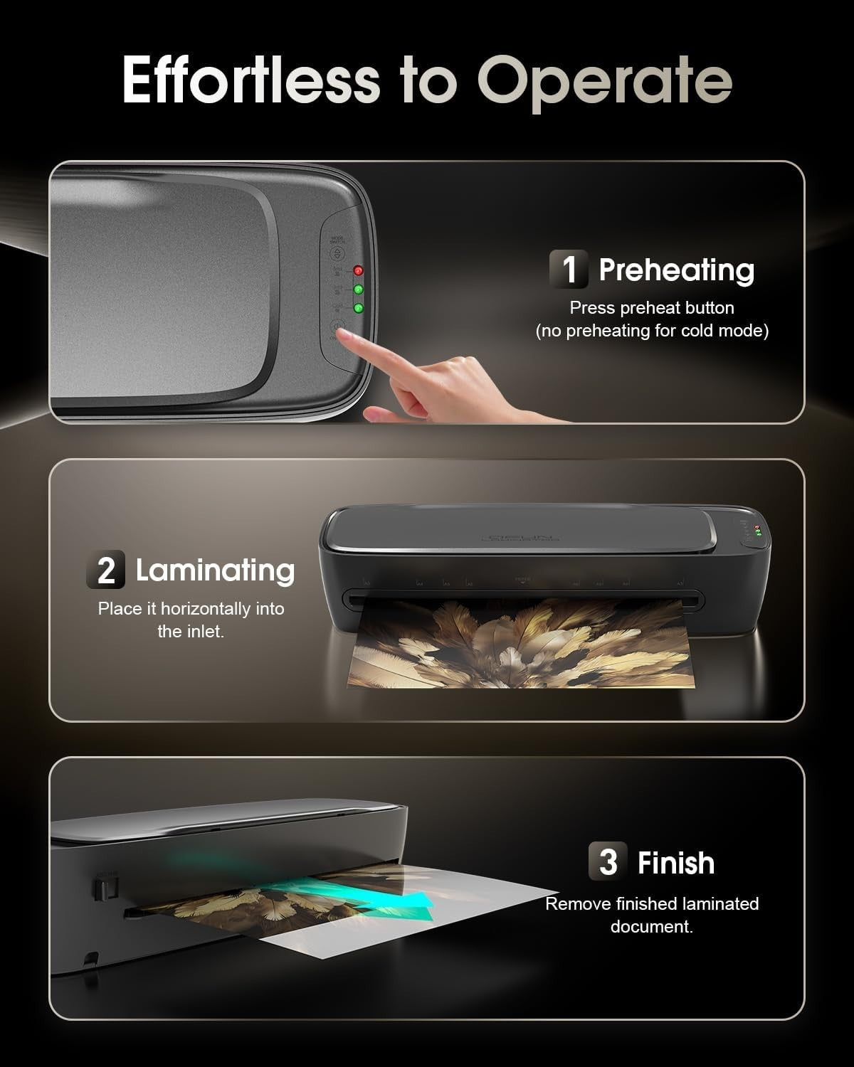 13” Laminator Hot Cold 60s Warm-Up Fast Anti-Jam Kit for Office