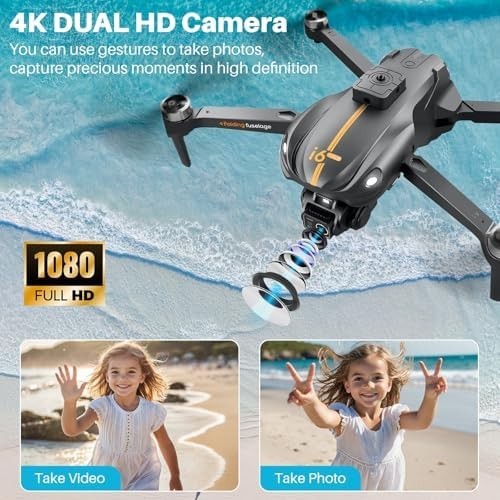 1080P HD Drone w/ 4-Way Obstacle Avoidance 3 Batteries FPV Camera for Beginners