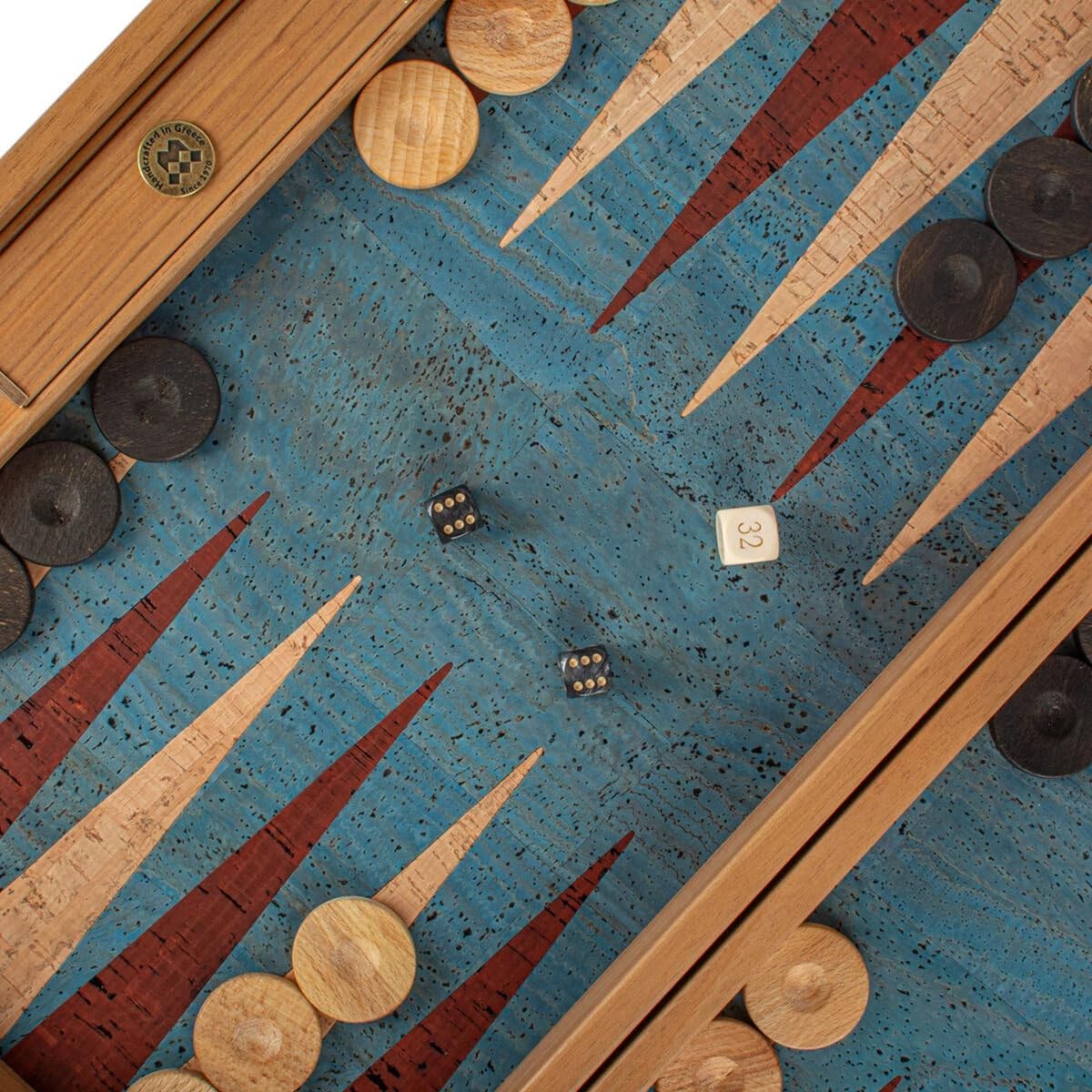 19 Inch Luxury Cork Backgammon Set Wooden Folding Strategy Board Game