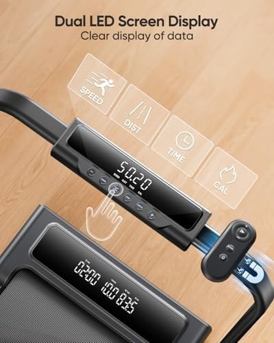 4-in-1 Foldable Incline Treadmill 12km/h, 2.5HP, Dual Display, Bluetooth APP