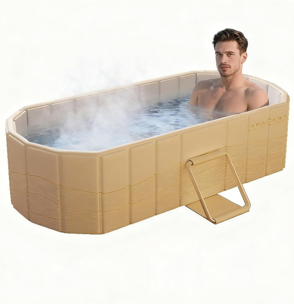 Portable Folding Bathtub SPA Sauna Ice & Hot Bath 1.5m Gold 1-2 People No Lid