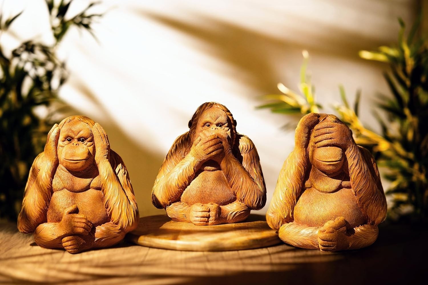 Large Wise Monkeys Garden Ornaments Set – Hear No Speak No See No Evil Statues