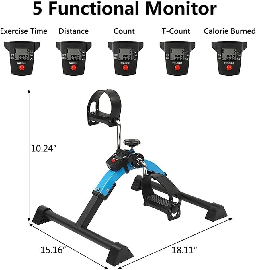 Compact Folding Pedal Trainer Adjustable Tension LCD Seated Fitness