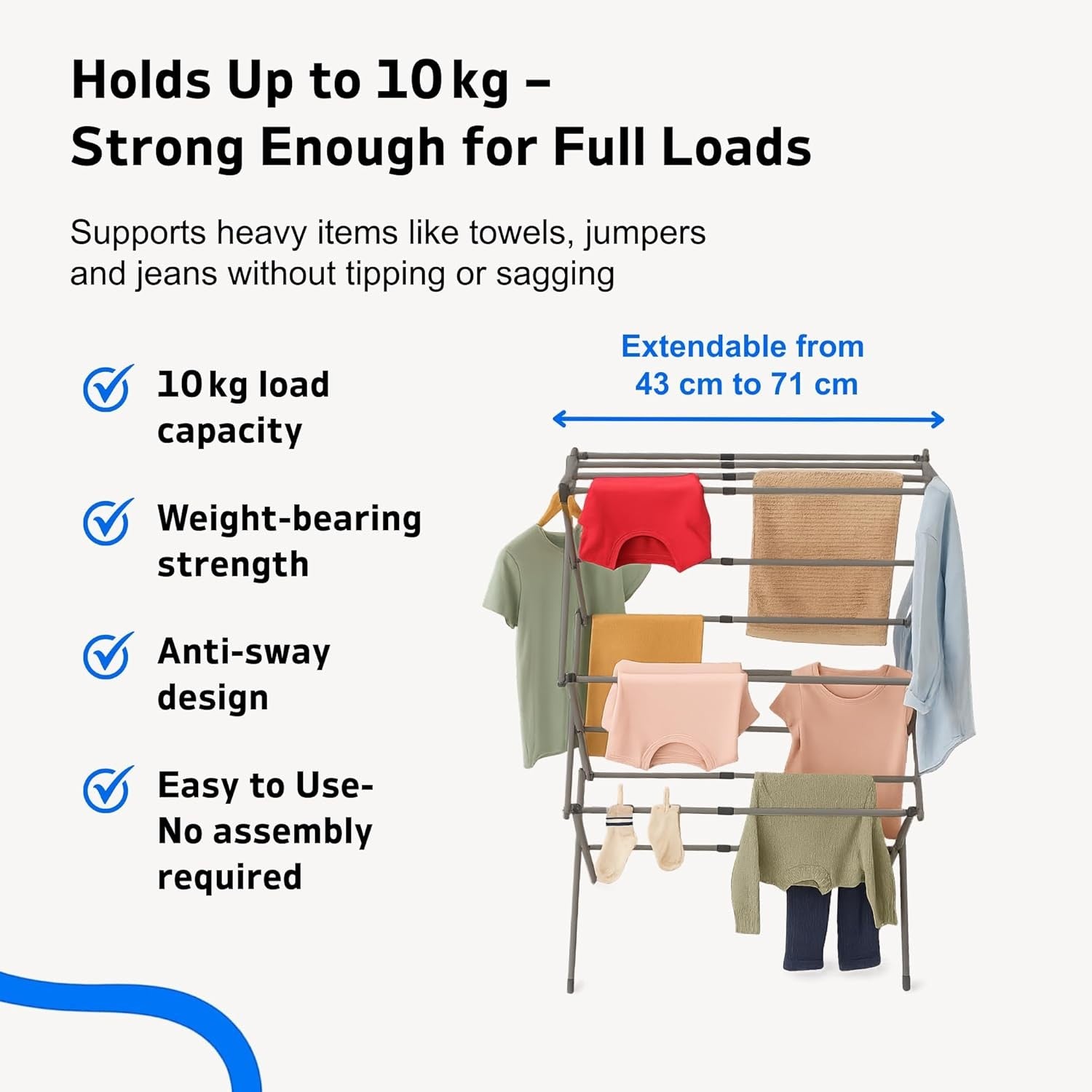 Slimline 3 Tier Clothes Airer Foldable Drying Rack Heavy Duty Grey