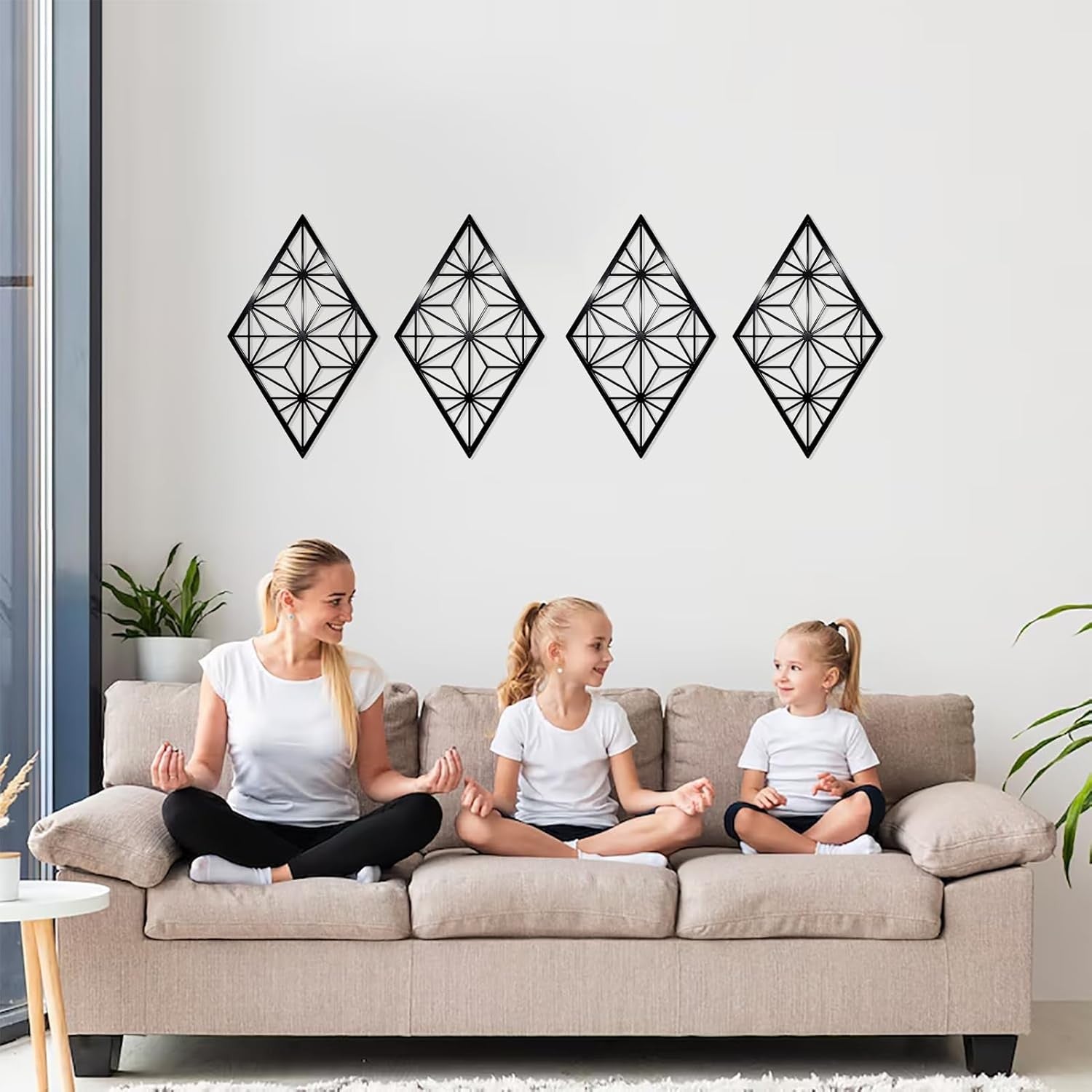Modern Abstract Metal Wall Art Set Minimalist Geometric Hanging Decor Black