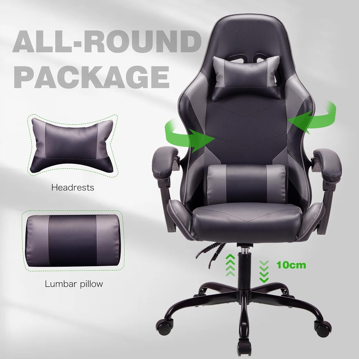 Ergonomic Gaming Chair High Back Swivel Office Desk 150kg