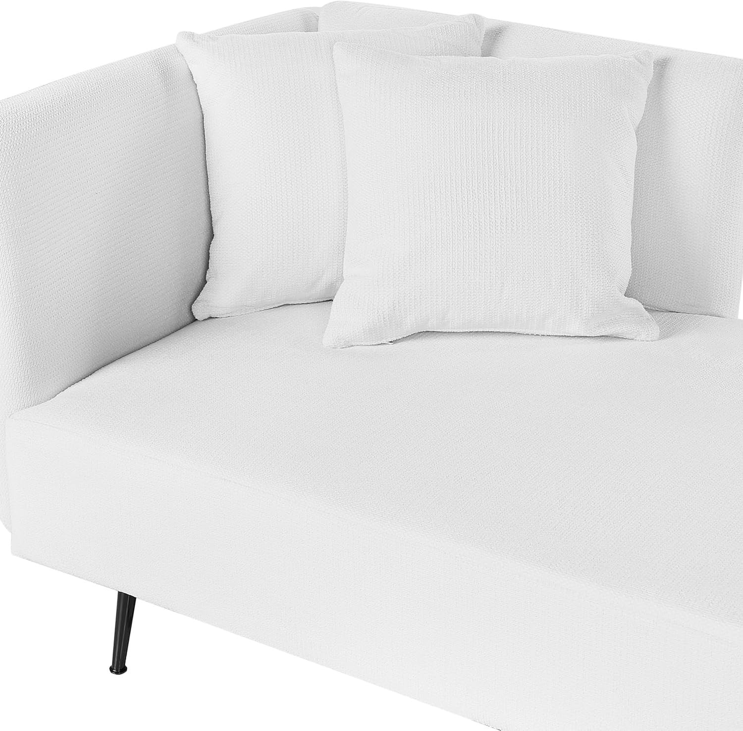 Modern Left Hand White Chaise Lounge Polyester Fabric Cushions Metal Legs