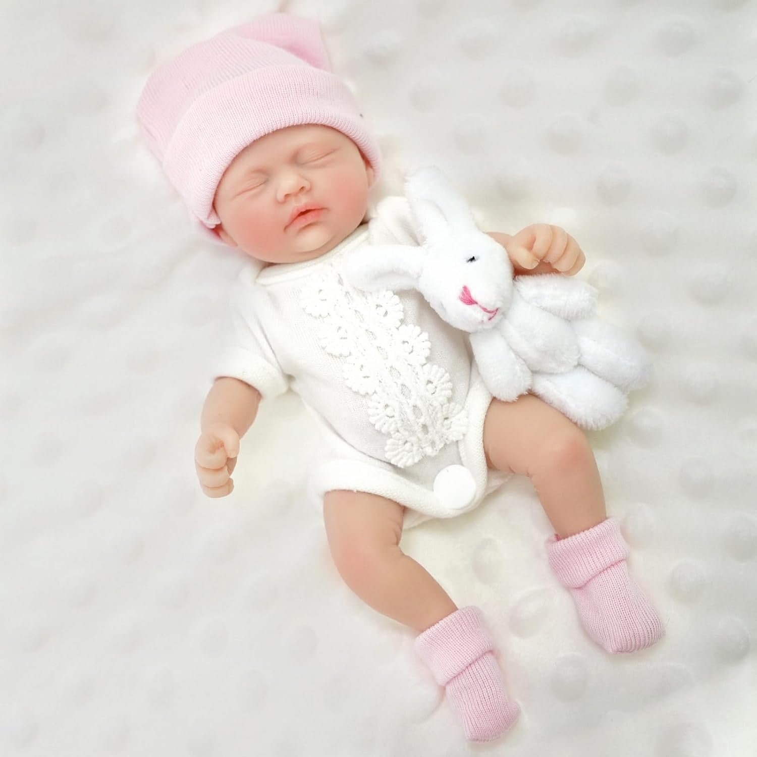 7 Inch Mini Reborn Baby Doll Full Silicone Realistic Newborn w/ Feeding Set