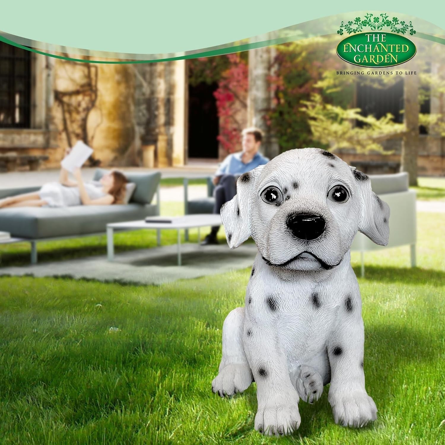 Dalmatian Dog Garden Ornament Resin Puppy Statue Patio Lawn Outdoor Decor Gift