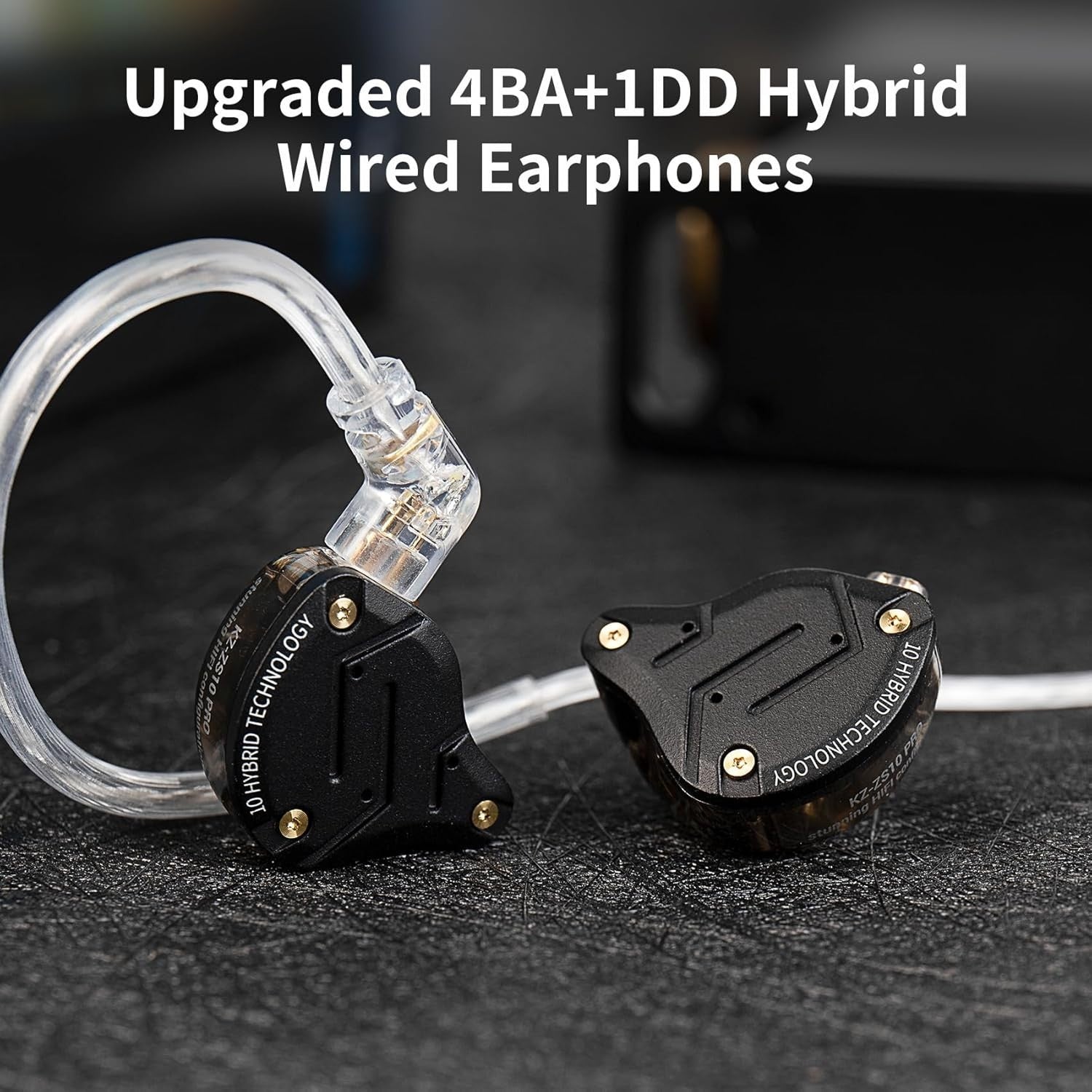 KZ ZS10 Pro 5 Driver Hybrid HiFi Earphones 4BA+1DD In Ear Monitor Black