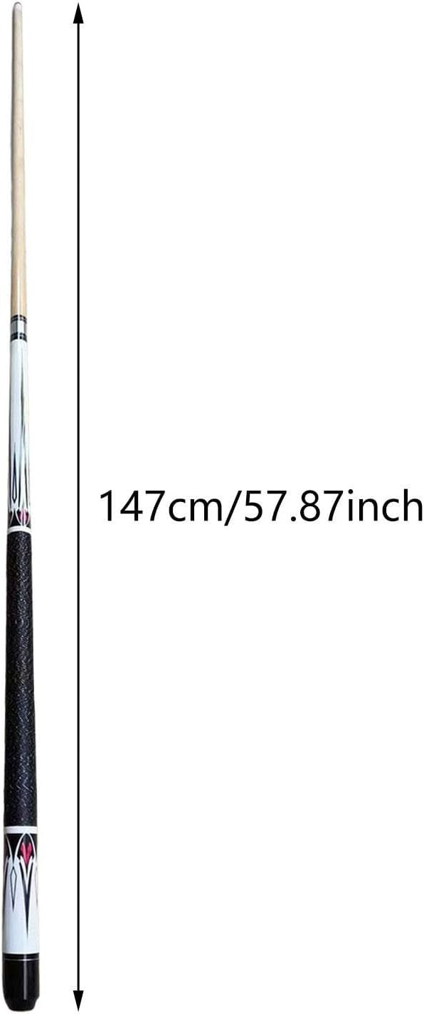 57in Pool Cue 13mm Tip 1/2 Joint Wood Steel Stylish Full Size
