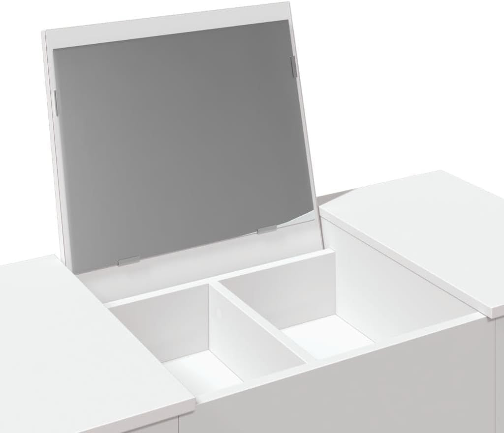 Vanity Dressing Table Desk Concrete Grey Makeup Mirror Storage Drawers Wood