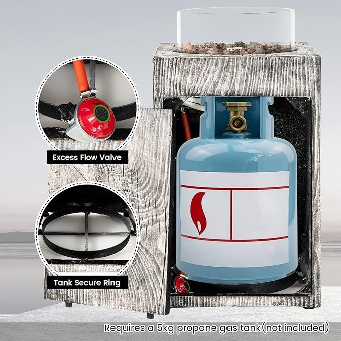 Outdoor Gas Patio Heater 30000BTU Portable Propane Fireplace w/ Cover Guard