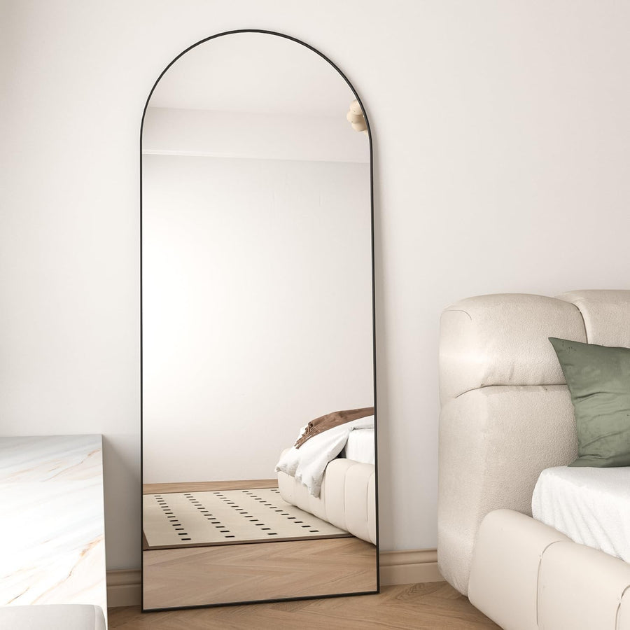 Arch Full Length Mirror 165x60cm Large Standing Wall Leaning Black Frame