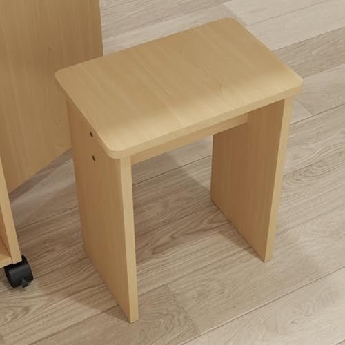Folding Drop Leaf Dining Table with 4 Stools Space Saving Wheeled Design