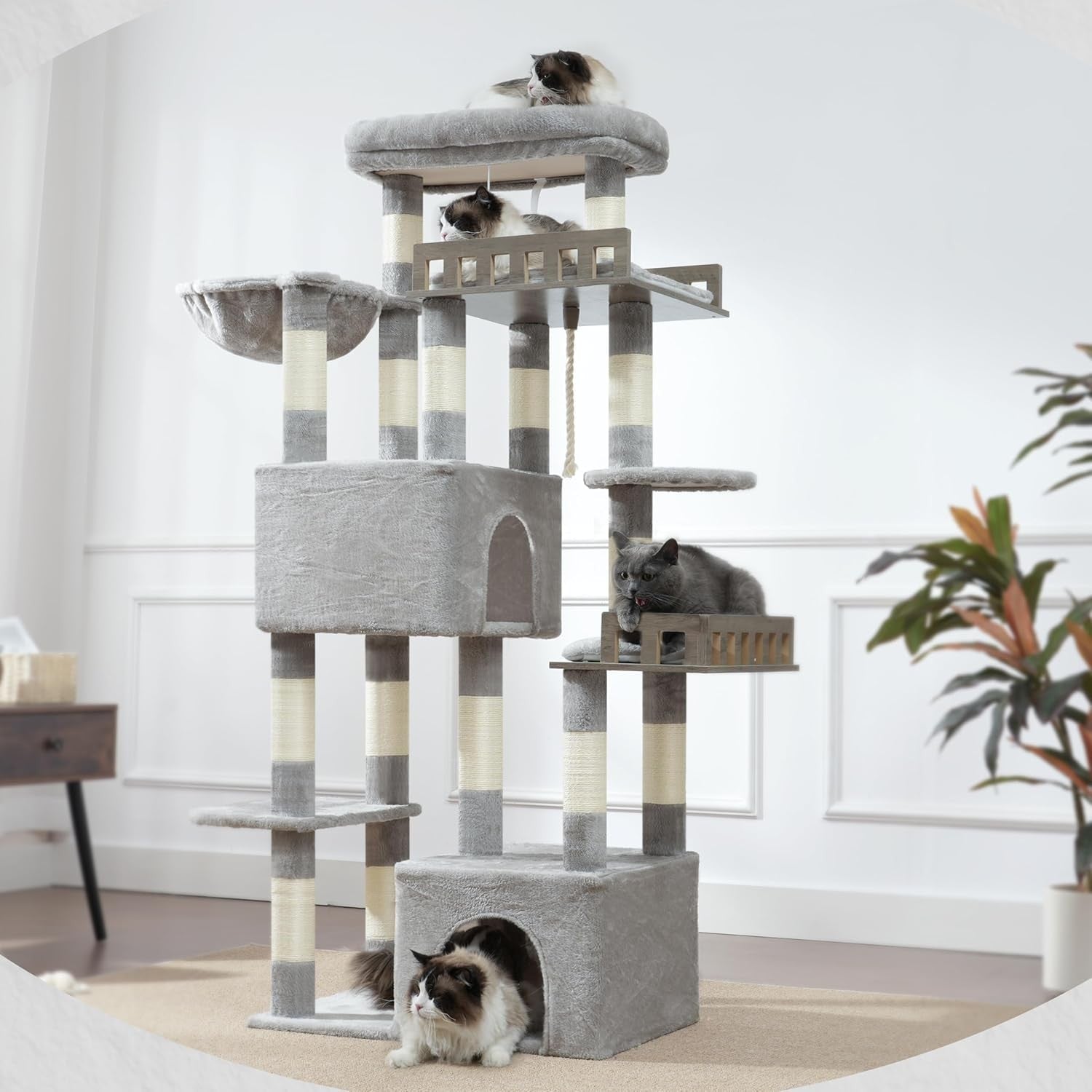Heavy Duty Cat Tree Tower for Large Cats Maine Coon Condo Hammock 15 Posts